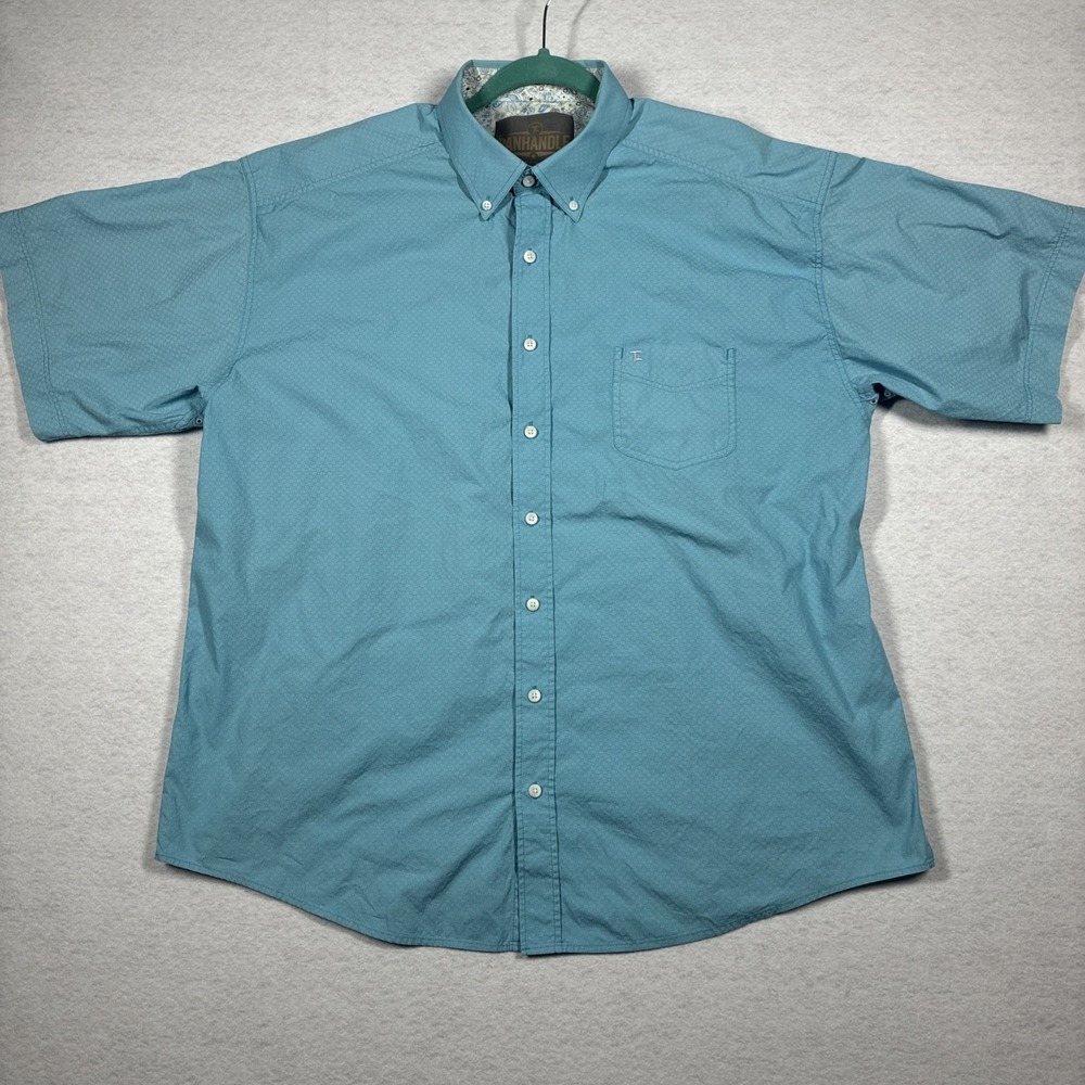 Panhandle‎ Tuf Cooper Performance Aqua AO Pattern XL Button Down Short Sleeve